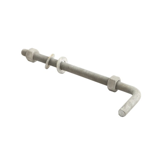 Chain Link 3/4" x 12" Male J-Bolt Gate Hinge w/ 2 Nuts (Galvanized Steel) - No Collar (Bolt)