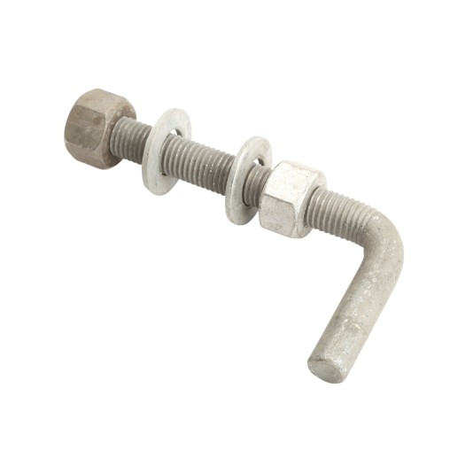 Chain Link 3/4" x 6" Male J-Bolt Gate Hinge w/ 2 Nuts & 2 Washers (Hot Dip Galvanized Steel) - JB34X6