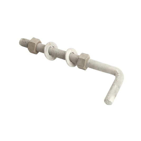 Chain Link 3/4" x 9" Male J-Bolt Gate Hinge w/ 2 Nuts & 2 Washers (Hot Dip Galvanized Steel) - JB34X9