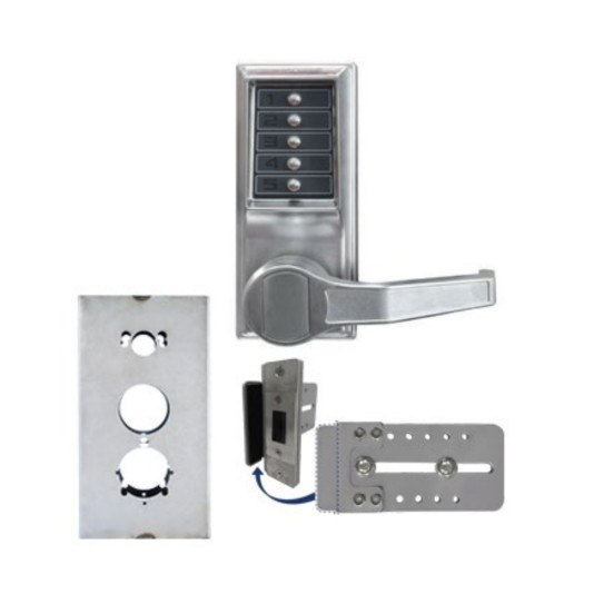 Chain Link DAC Combination Lock & Lever Handle Kit with Key Override, Aluminum Box, & Silver Receiver (Left-Handed)
