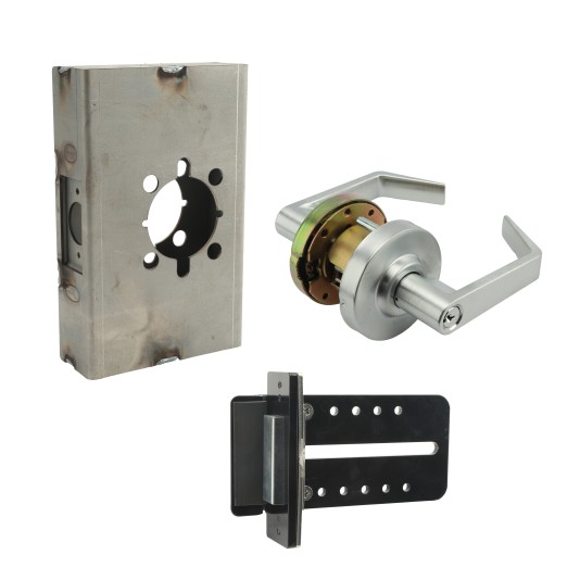 Chain Link DAC Cylindrical Storeroom Function Lever Lock Kit with Steel Box & Black Receiver