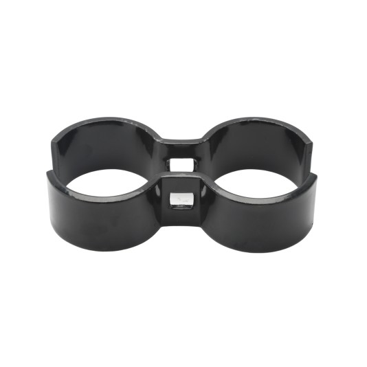Chain Link 2" [1 7/8" OD] x 2" [1 7/8" OD] Saddle Clamp, Kennel Clamp (Powder Coated Black Hot Dip Galvanized Steel) (Clamp)