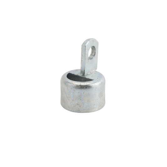 Chain Link 1 5/8" [1 5/8" OD] Half-Moon Rail End Cup - End Rail (Pressed Steel)