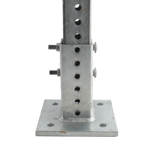 Chain Link Fence 2" x 2" Square Sign Post Floor Anchor Flange (Galvanized Steel)