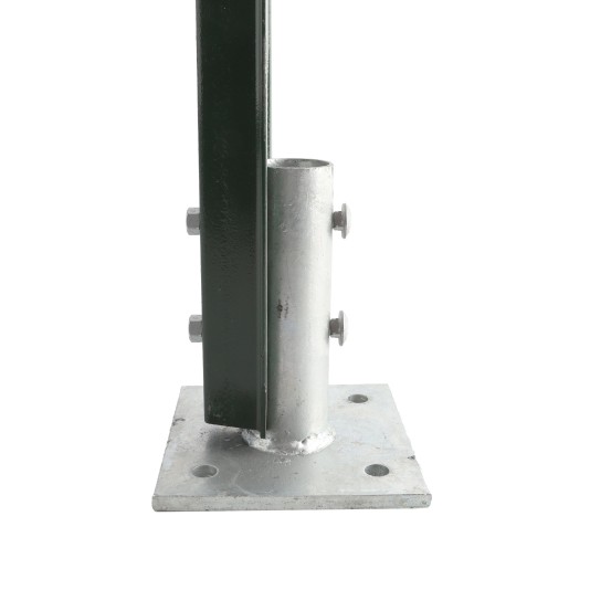 Chain Link Fence U Channel Sign Post Floor Anchor Flange (1.12 or 2 LB Posts) (Galvanized Steel)