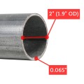 Chain Link 6' Long x 2" [1.90" OD] Round Residential Fence Pipe Tubing [0.065" Wall] (Single Piece) - (Galvanized Steel)