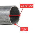 Chain Link 6' Long x 3" [2.875" OD / 2 7/8" OD] SS40 Round Heavy Wall Industrial Fence Pipe Tubing [0.160" Wall] - (Galvanized Steel)