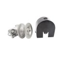 Chain Link 2 1/2" [2 3/8" OD] Round Post x 1 5/8" Round Gate Frame Mini Cantilever Roller w/ Safety Cover for Sliding Gates (Malleable Steel)