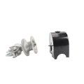Chain Link 2 1/2" [2 3/8" OD] Round Post x 1 5/8" Round Gate Frame Mini Cantilever Roller w/ Safety Cover for Sliding Gates (Malleable Steel)
