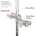 Chain Link 2" [1 7/8" OD] Industrial Drop Fork with Pin - Gate Fork Latch (Pressed Steel) (Drop Rod)