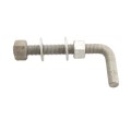 Chain Link 3/4" x 6" Male J-Bolt Gate Hinge w/ 2 Nuts & 2 Washers (Hot Dip Galvanized Steel) - JB34X6