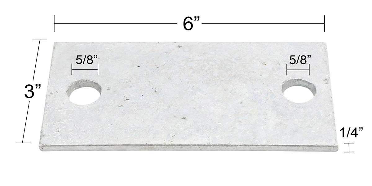 Chain Link Weldable Surface Mount Floor Flange - Base Plate (Galvanized Steel) - Measurement Diagram