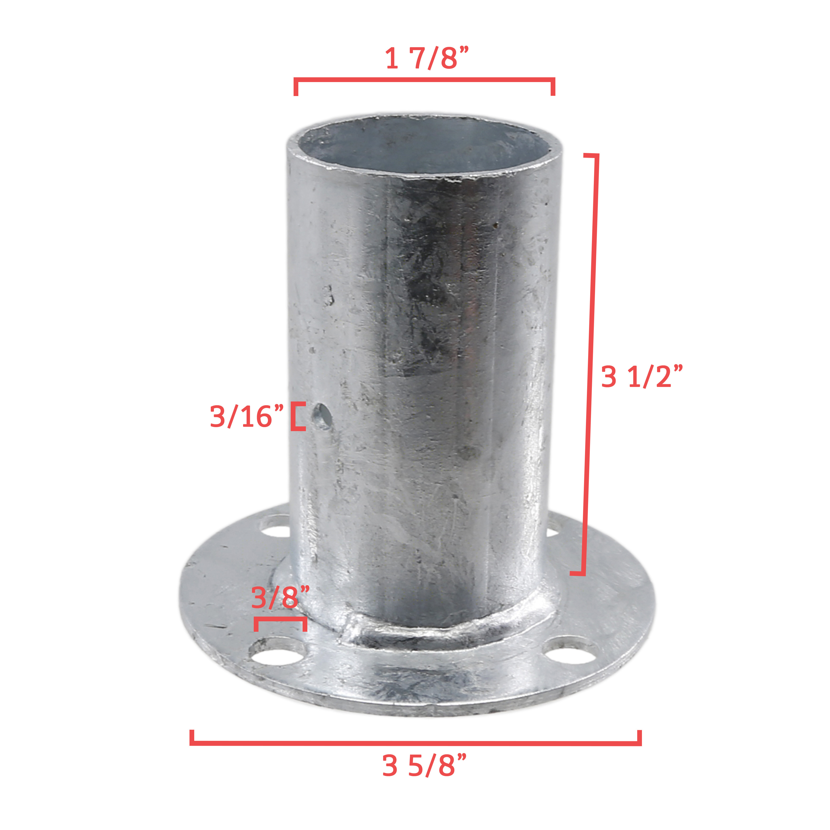 Chain Link Post Floor Flanges - Pressed Steel Surface Mount Floor Flange (Pressed Steel) - Diagram Measurements