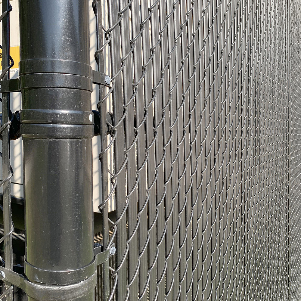 All Black Chain Link Fence With Black Privacy Slats
