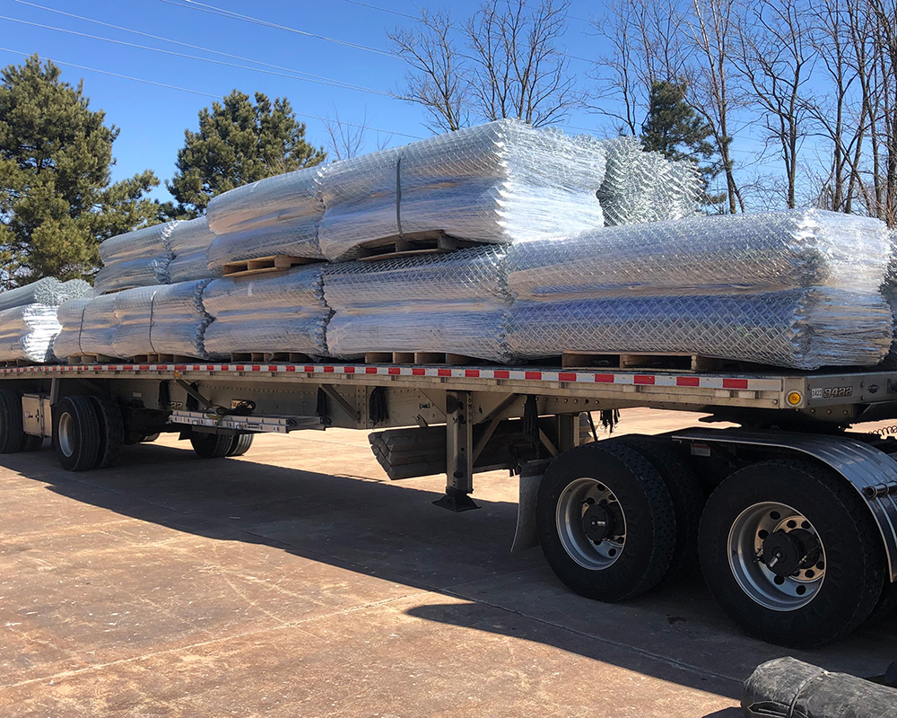 Chain Link Fence Order loaded onto truck bed