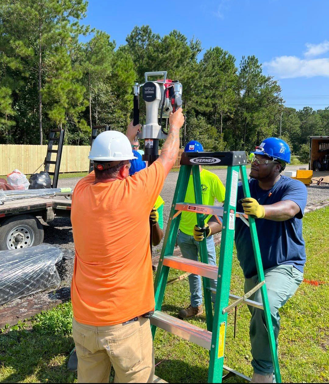 Post Driver Being Used In Construction