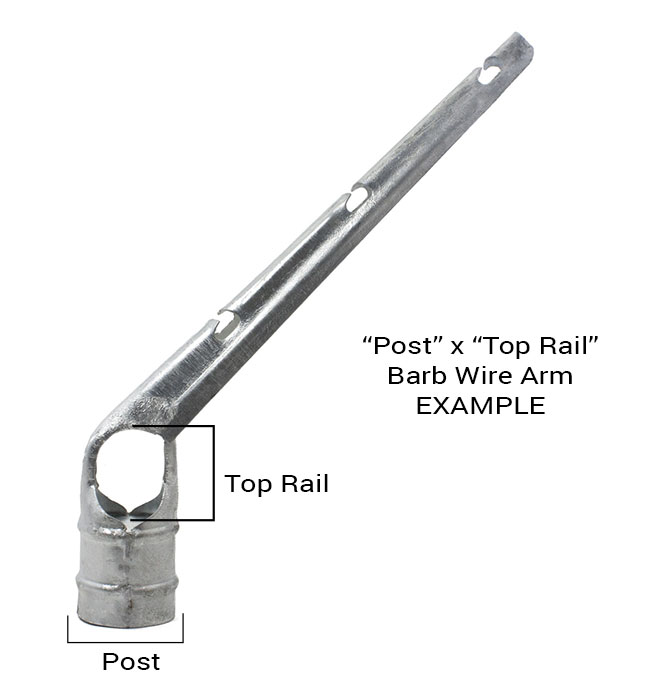 Chain Link 2 1/2 [2 3/8 OD] x 1 5/8 Black 3-Strand 45° Barb Wire Arm -  Line Post Barb Arm (Pressed Steel)