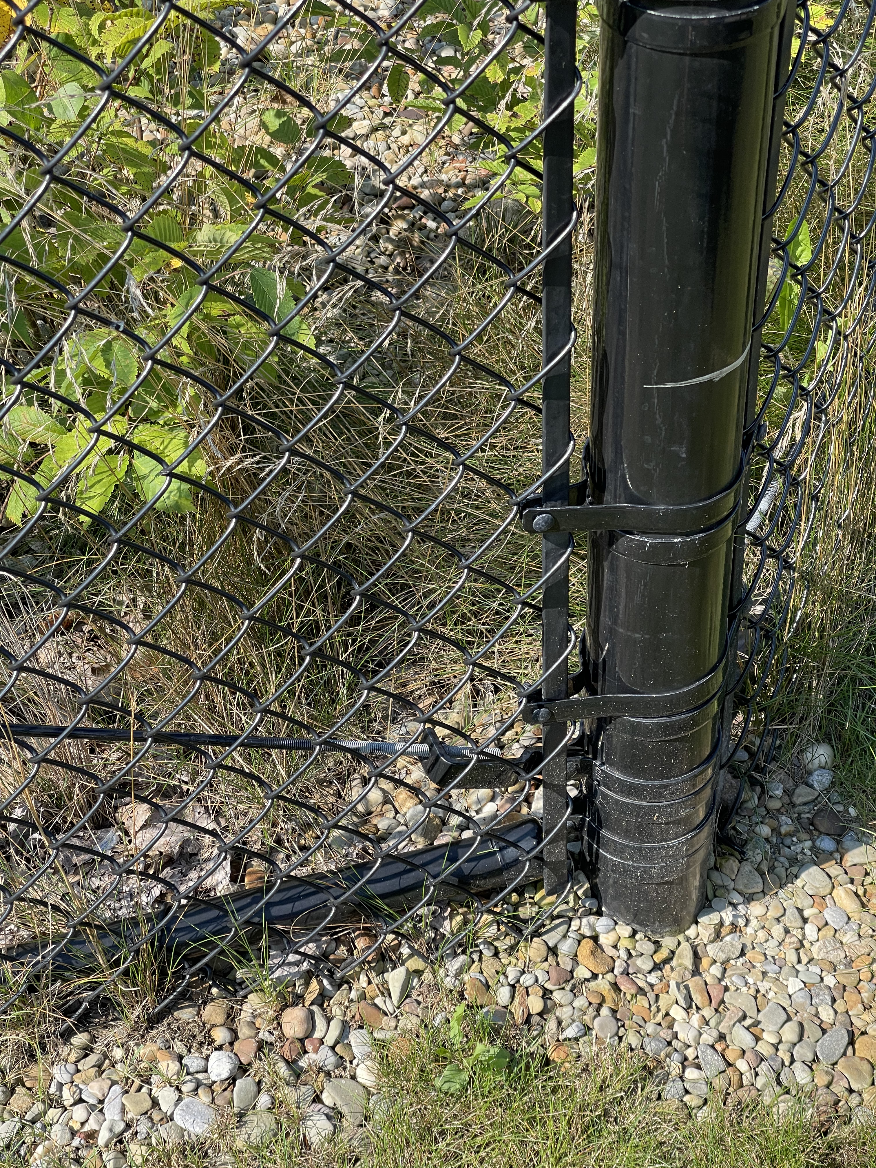 Bottom Of Corner Post In Ground All Black Chain Link Fence